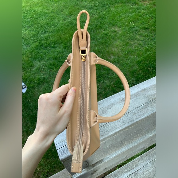 Vintage LANCEL Authentic Smooth Leather Tan Camel Medium Tote Top Handle Purse - Picture 14 of 16